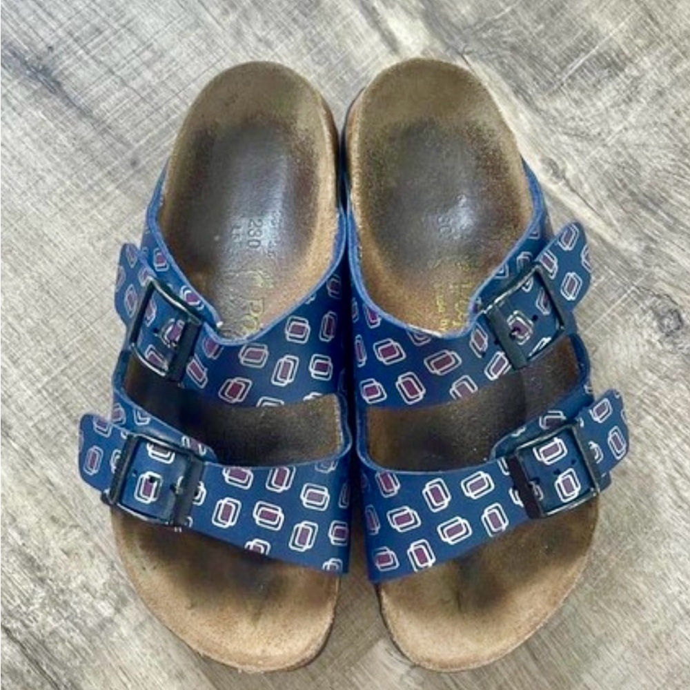Birkenstock Blue Patterned Sandals - Picture 1 of 5